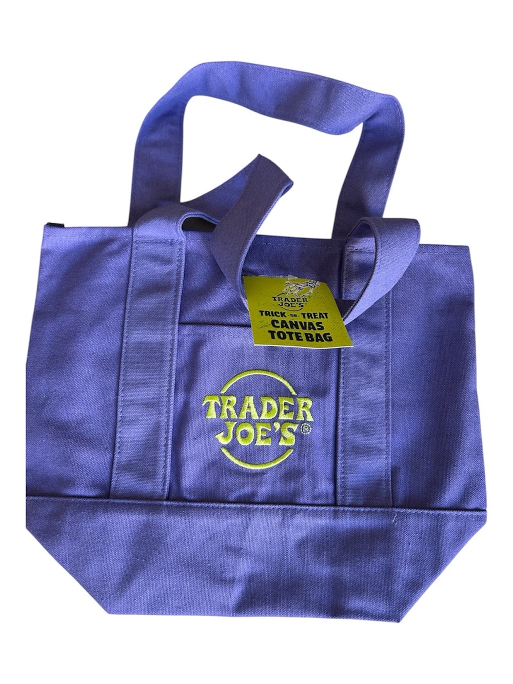 Purple Lime Green Canvas Mini Tote Limited Edition Trader Joe’s